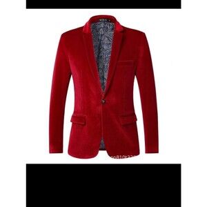 Red Velvet Men's Fashion Blazer Sport Coat Slim Fit XL